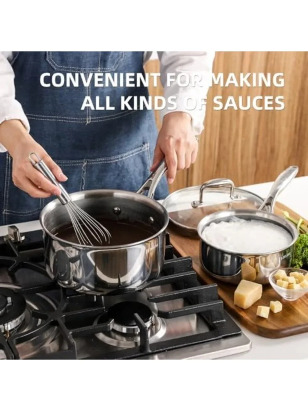 2QT Hybrid Ceramic Nonstick Saucepan with Lid - Perfect for Daily Cooking